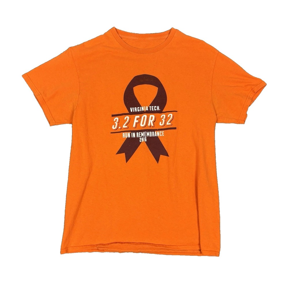 Virginia Tech VT Hokies T Shirt Mens M Orange Graphic Print Short‎ Sleeve